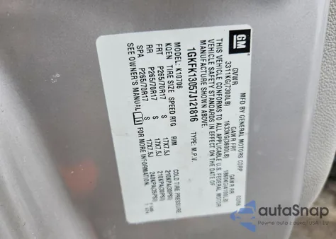 2007 GMC Yukon z USA, uszkodzony, nr VIN 1GKFK13057J121816